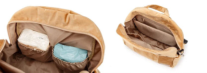Velvet Diaper Backpack: Large Capacity Nappy Bag for Mom with Pacifier Case and Multi-functionality