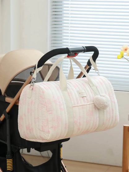 Newborn Baby Care Diaper Bag Mummy Shoulder Bag Embroidery Quilted Stroller Diaper Storage Organizer Large Handbags With Heart
