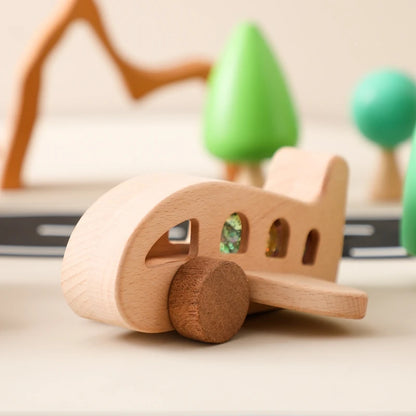 Baby Wooden Montessori Toys Beech Wooden Plane Blocks Teether Glass Marbles Educational Toys Child Teethering Play Gym Baby Gift