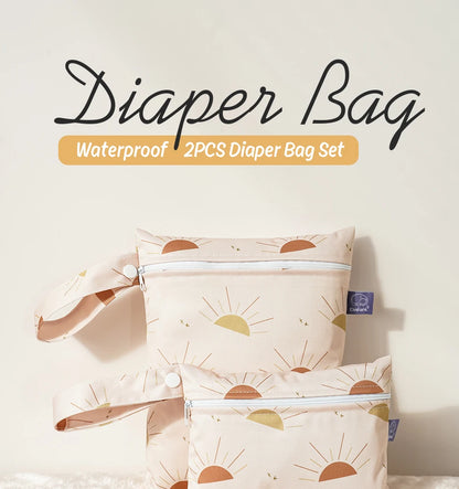 Rainbow&Sun Print 2pcs Set Storage Bag 18X14cm & Waterproof Diaper Bag18*25cm