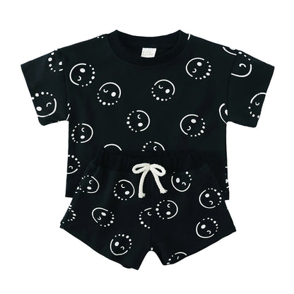 100% Cotton Kids Clothes Sets for 1-8 Years Boys Girls Suit Full Print Soft Top+Shorts Baby Outfit Sets for Children Clothing