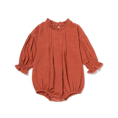 MILANCEL Autumn New Baby Bodysuits Linen One Piece Long Sleeve Baby Outfit Newborn Clothes