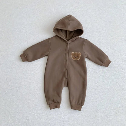 Winter Warm Newborn Baby Clothes Boys Cotton Babies Romper Cartoon Bear Long Sleeve Hooded Girl Bodysuit for 0-24M Clothing
