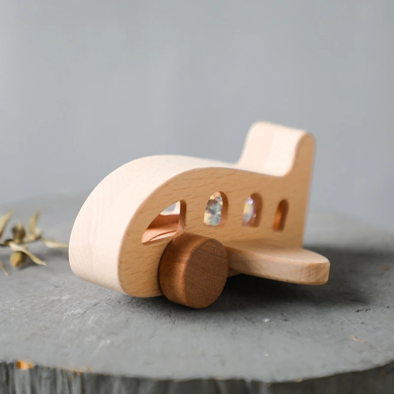 Baby Wooden Montessori Toys Beech Wooden Plane Blocks Teether Glass Marbles Educational Toys Child Teethering Play Gym Baby Gift