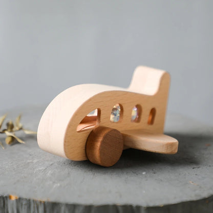 Baby Wooden Montessori Toys Beech Wooden Plane Blocks Teether Glass Marbles Educational Toys Child Teethering Play Gym Baby Gift