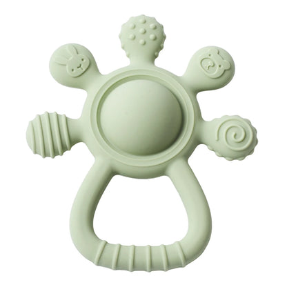 Silicone Teether,Food Grade Baby 0-12 Toys,Teething Rattle Sensory Toys for Toddlers,Silicone Hand Bell,Silicone Soothing Toys
