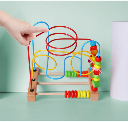 Montessori Baby Toys Wooden Roller Coaster Bead Maze Abacus Math Toys Toddler Early Educational Toys for Kids Children 1-3 Years