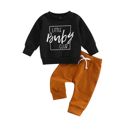 Newborn Baby 2-Piece Winter Set Cozy Hooded Sweater Elastic Waist Pants for Boys and Girls Cute Animal Print