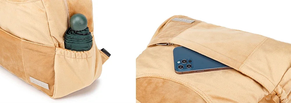 Velvet Diaper Backpack: Large Capacity Nappy Bag for Mom with Pacifier Case and Multi-functionality