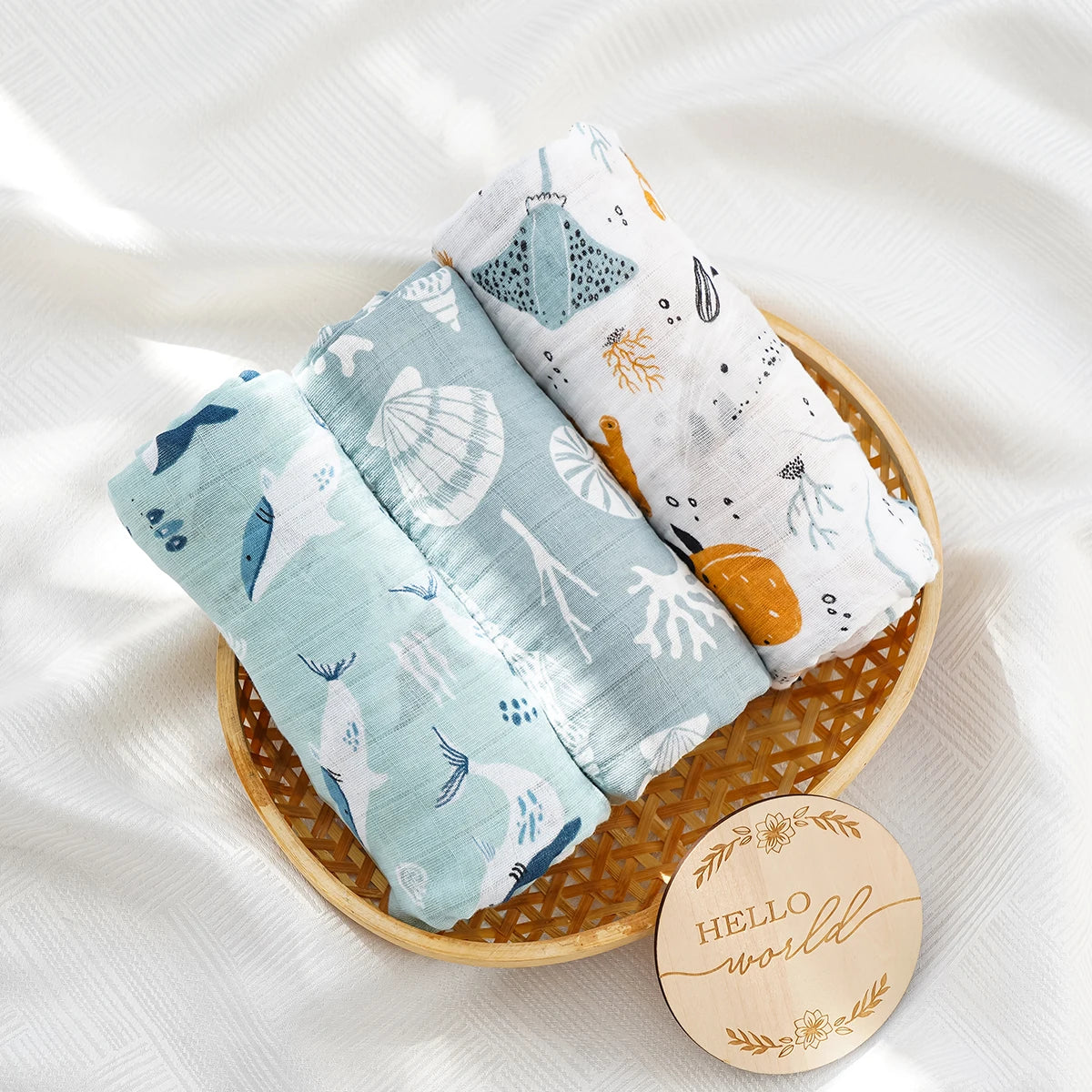 Elinfant 3PCS 100% Cotton Muslin Swaddle Blanket, Stroller Cover Nursing Cover,Baby Sleeping Quilt For Summer
