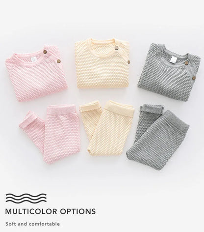 Baby Clothes Sets Ensembles Cotton Spring Newborn Boy Girl Infant Clothing Tops And Pants Knitted Sweater Baby Pajamas Sets