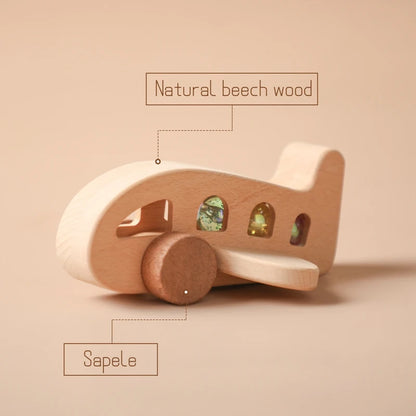 Baby Wooden Montessori Toys Beech Wooden Plane Blocks Teether Glass Marbles Educational Toys Child Teethering Play Gym Baby Gift