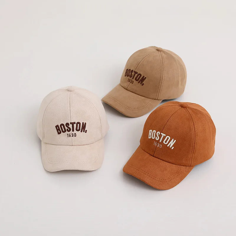 Spring Autumn Children Baseball Cap Suede Letter Baby Hat Outdoor Casual Boys Girls Kids Adjustable Sun Visor Caps