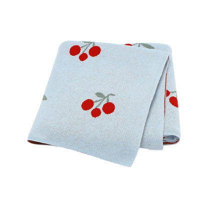 Cute Cherry Print Infant Throws Shawls Skin-friendly Muslin Baby Boys & Girls Swaddle Blankets 0-24 Months Baby Security Blanket