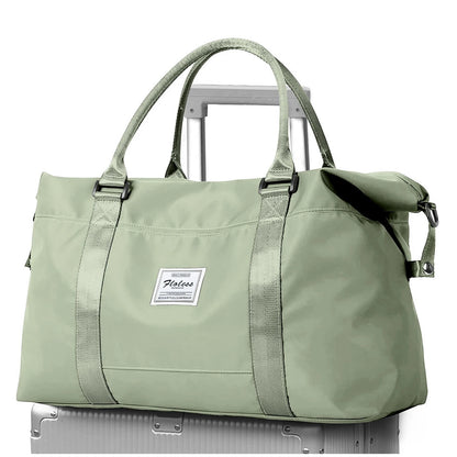 Travel Duffel Bag, Sports Tote Gym Bag, Shoulder Weekender Overnight Bags for Women with Trolley Sleeve, Foldable Carry on Bag