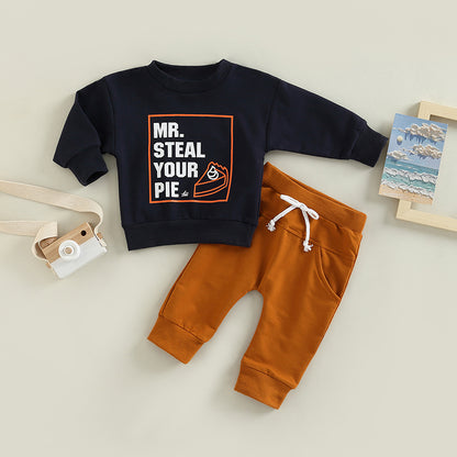 Newborn Baby 2-Piece Winter Set Cozy Hooded Sweater Elastic Waist Pants for Boys and Girls Cute Animal Print