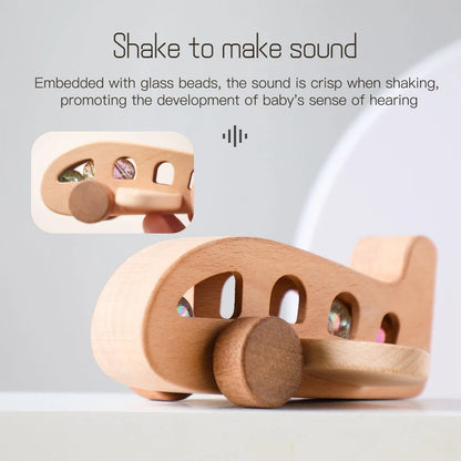 Baby Wooden Montessori Toys Beech Wooden Plane Blocks Teether Glass Marbles Educational Toys Child Teethering Play Gym Baby Gift