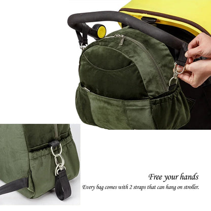 Velvet Diaper Backpack: Large Capacity Nappy Bag for Mom with Pacifier Case and Multi-functionality