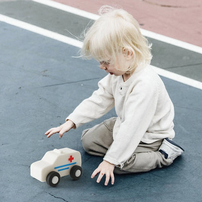 Baby BPA Free Silicone Car Ambulance Toys Wooden Cartoon Bus Teether Educational Montessori Toys For Children Teething Baby Toys