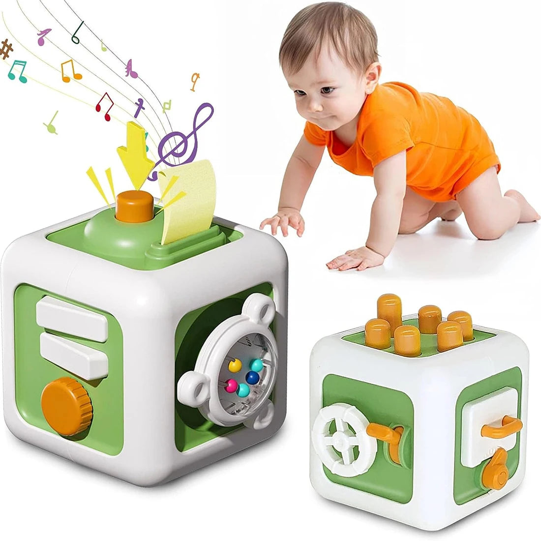 6 in 1 Busy Cube Sensory Toy Montessori Toys for 1 2 3 Year Old Boys Girls Learning Fine Motor Skill  Busy Board Baby Travel Toy