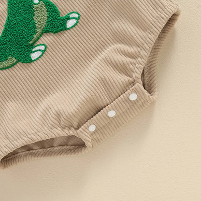 Lioraitiin Baby Girls Boys Summer Romper Sleeveless Dinosaur/Shark Embroidery Button Casual Romper