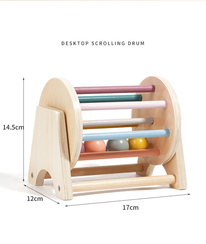 Baby Montessori Wooden Spinning Drum Infant Early Education For 1 To 3-Year-0ld Boys Girls Toddlers Developmental Christmas gift