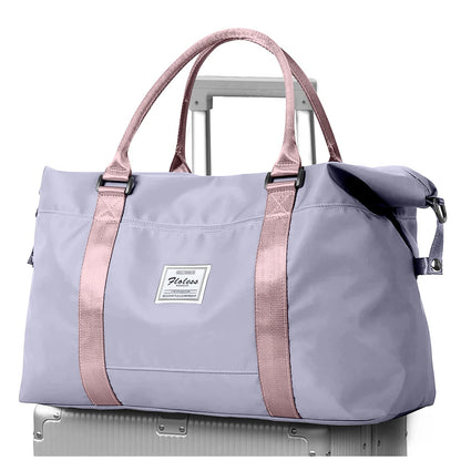 Travel Duffel Bag, Sports Tote Gym Bag, Shoulder Weekender Overnight Bags for Women with Trolley Sleeve, Foldable Carry on Bag