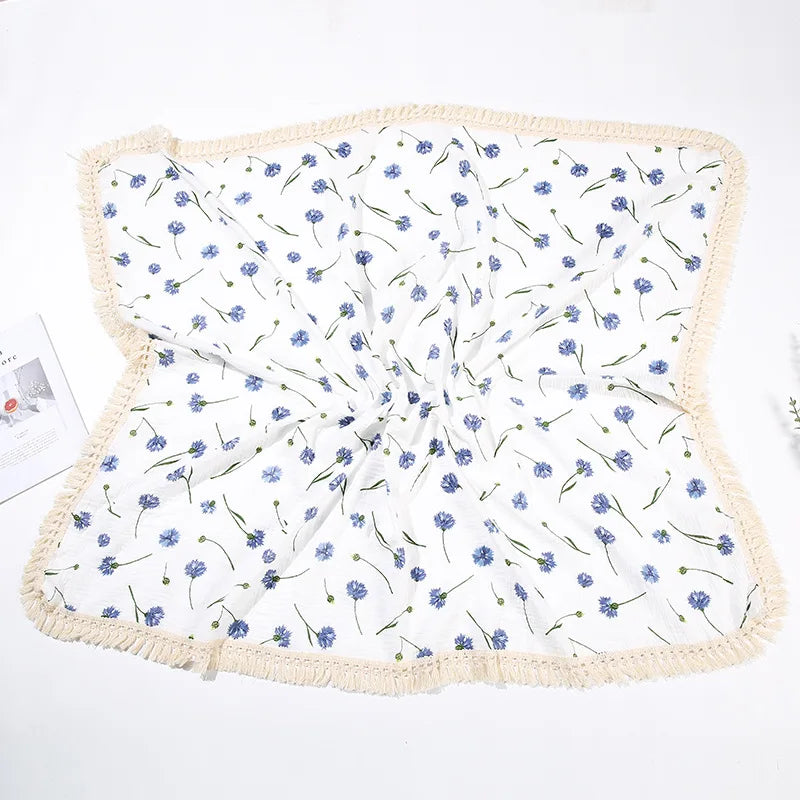 Cotton Muslin Swaddle Blankets for Newborn Baby Tassel Receiving Blanket New Born Swaddle Wrap Infant Sleeping Quilt Bed Cover