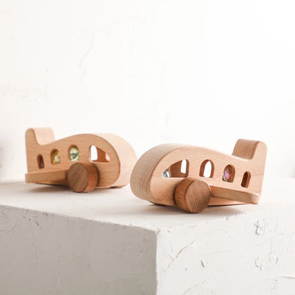 Baby Wooden Montessori Toys Beech Wooden Plane Blocks Teether Glass Marbles Educational Toys Child Teethering Play Gym Baby Gift