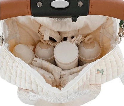 Newborn Baby Care Diaper Bag Mummy Shoulder Bag Embroidery Quilted Stroller Diaper Storage Organizer Large Handbags