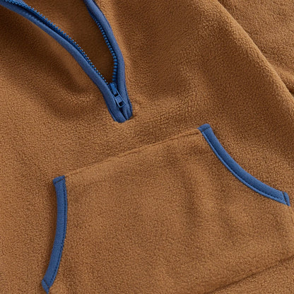 Lioraitiin 0-12M Autumn Winter Baby Boys Fleece Romper Long Sleeve Stand Collar Pockets Plush Overalls Jumpsuits with Zipper